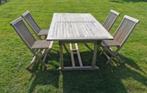 Teak tafel met 4 stoelen, Tuin en Terras, Ophalen, Gebruikt, Teakhout