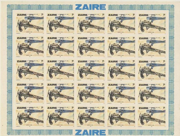 ZAIRE OBP 943** VOLLEDIG BLAD LUCHTVAART, Postzegels en Munten, Postzegels | Afrika, Postfris, Ophalen of Verzenden