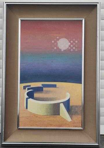 Huile sur toile cartonné signe c bay 80 beschikbaar voor biedingen