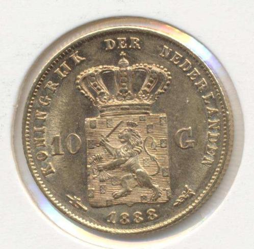 Nederland 10 Gulden 1888 Willem 3, Postzegels en Munten, Edelmetalen en Baren, Goud, Ophalen of Verzenden