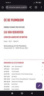 Ticket Lia Van Bekhoven Ninove