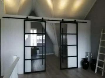 dubbele industriele deur schuifdeur staal glas industrieel h beschikbaar voor biedingen