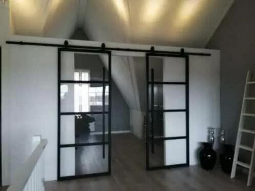 dubbele industriele deur schuifdeur staal glas industrieel h, Huis en Inrichting, Overige Huis en Inrichting, Nieuw, Ophalen