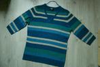 V-hals trui Kingfield dames M– 3/4 mouw - gestreept blauw, Kleding | Dames, Maat 38/40 (M), Blauw, Ophalen of Verzenden, Zo goed als nieuw