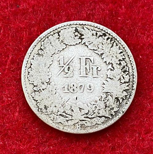 Muntencollectie - 1/2 Zwitserse frank 1879 in zilver, Antiek en Kunst, Antiek | Zilver en Goud, Zilver, Ophalen of Verzenden