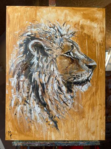 Modern schilderij trotse leeuw Mk Art beschikbaar voor biedingen