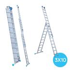 Professionele ladder 3x10 treden, Ladder, Opvouwbaar of Inschuifbaar, Zo goed als nieuw, 4 meter of meer