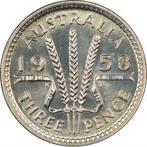 Australie 3 pence, 1958 Argent, Timbres & Monnaies, Monnaies | Océanie, Enlèvement ou Envoi, Monnaie en vrac, Argent