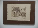 ets André Colpin 'Brug op de Rechtestraat, Leuven' gravure, Ophalen of Verzenden