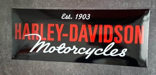 Harley Davidson motorcycles est. 1903 emaille decoratie bord, Collections, Marques & Objets publicitaires, Utilisé, Panneau publicitaire