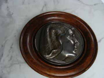Ancien cadre rond en bois, argent,visage de la Sainte Vierge, Enlèvement ou Envoi