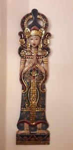 Unieke Indonesische houten muurdecoratie, een dansende vrouw, Ophalen of Verzenden