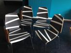 4 Moderne stoelen z/w patroon-als nieuw-prijs per stoel, Metaal, Ophalen of Verzenden, Zo goed als nieuw