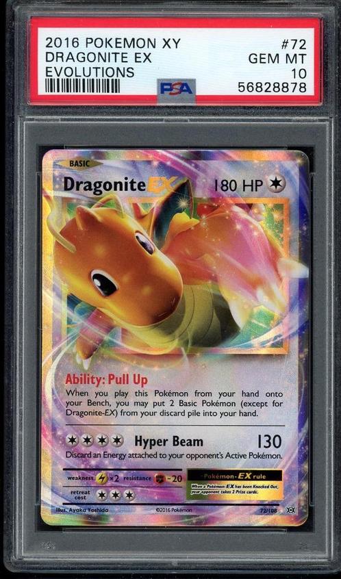 Dragonite EX PSA 10 - 72/108 - XY - Evolutions 2016, Hobby en Vrije tijd, Verzamelkaartspellen | Pokémon, Zo goed als nieuw, Losse kaart