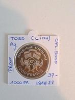 Togo 1000 fr 2000 in PROOF AG  999/1000 geres willy, Ophalen of Verzenden