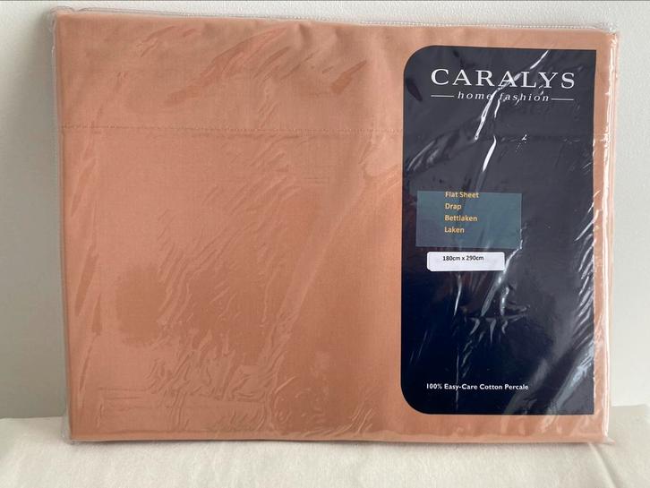 Nieuw bovenlaken biscuit Caralys 180x290 cm, Huis en Inrichting, Slaapkamer | Beddengoed, Nieuw, Ophalen of Verzenden