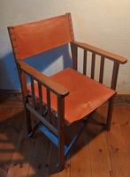 Vintage regiseurstoel/vouwstoel met oranjebruin lederen rug, Ophalen