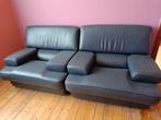 2 grote blauwe leren fauteuils, Huis en Inrichting, Zetels | Zetels, Ophalen, Zo goed als nieuw, Leer