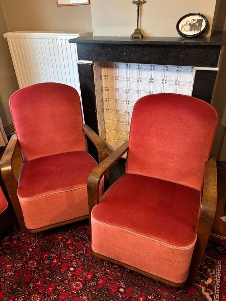 Mooie antieke velours zetels, 2 1-zits en 3 zit, Huis en Inrichting, Fauteuils, Zo goed als nieuw, Ophalen
