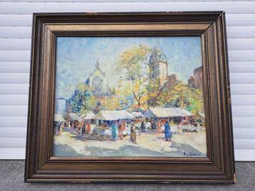 huile sur toile marche a st catherine auguste de roisin beschikbaar voor biedingen