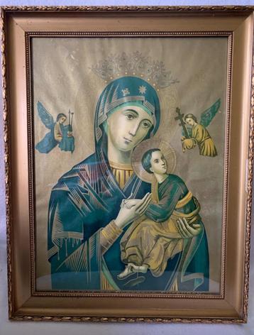 Prent van Madonna met kind. In gave lijst beschikbaar voor biedingen