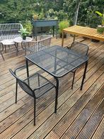 Zwarte metalen tuinset in Scandinavische stijl., Zo goed als nieuw, Tuinset, Eettafel, Ophalen