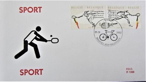 FIRST DAY COVER - BELGIË- TENNIS- WIELRENNEN, Postzegels en Munten, Postzegels | Thematische zegels, Gestempeld, Sport, Ophalen of Verzenden