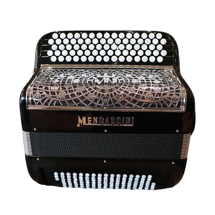 Mengascini F5 Knopaccordeon, Musique & Instruments, Accordéons, Accordéon à boutons, 96 basses, Autres marques, Avec valise, Avec bretelles