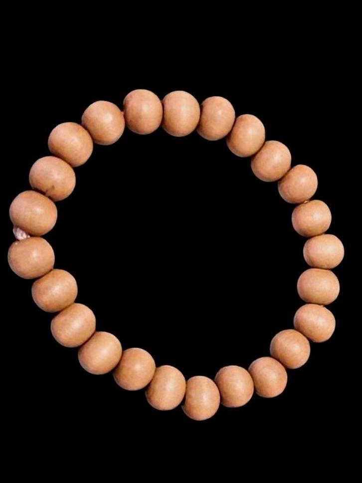 KRALENARMBAND VAN KOKOSHOUT, Handtassen en Accessoires, Armbanden, Nieuw, Hout, Beige, Met bedels of kralen, Ophalen of Verzenden