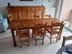 Table + 6 chaises en chêne, Ophalen, Eikenhout, 200 cm of meer, 50 tot 100 cm