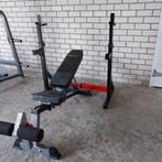 Squat rack met verstelbare bankje + Olympische Gewichten set, Sport en Fitness, Ophalen, Zo goed als nieuw