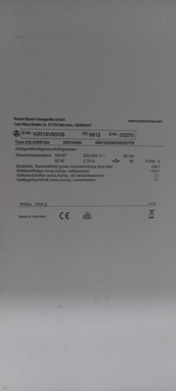 koelkast inbouw bosch KIR18V60 beschikbaar voor biedingen