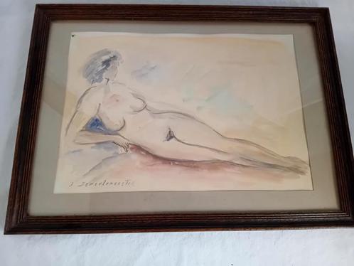 Aquarel van J. Demeulemeester, Antiek en Kunst, Kunst | Tekeningen en Fotografie, Ophalen of Verzenden