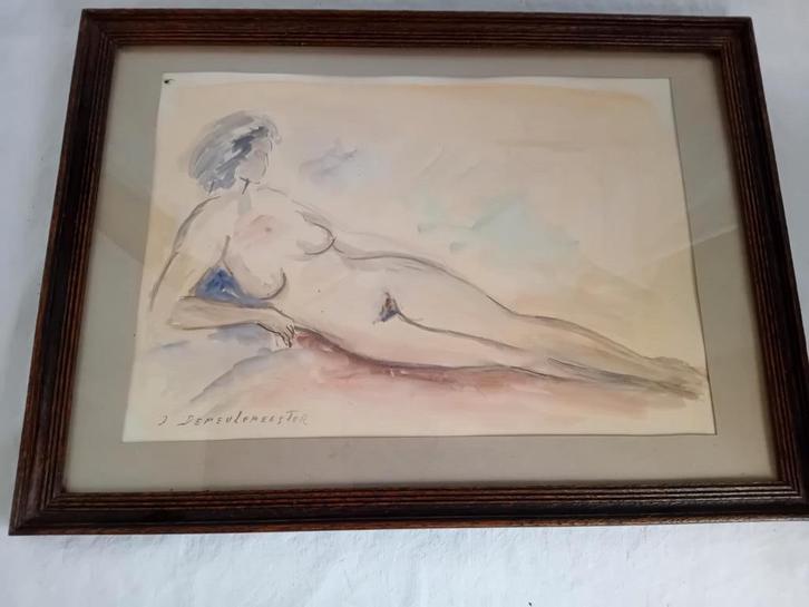 Aquarel van J. Demeulemeester, Antiek en Kunst, Kunst | Tekeningen en Fotografie, Ophalen of Verzenden