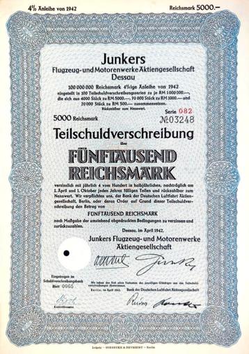 Junkers Flugzeug- und Motoren-Werke 1942 beschikbaar voor biedingen