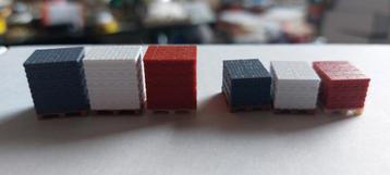 H0LK 0918 PALLETS BAKSTENEN GRIJS/ROOD/WIT HOOG /LAAG 1/87 beschikbaar voor biedingen