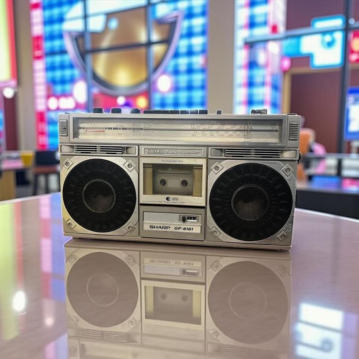 Vintage metallic boombox / ghettoblaster radio SHARP GF6161, Audio, Tv en Foto, Radio's, Gebruikt, Radio, Ophalen of Verzenden