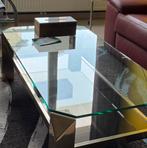 Glazen salontafel, Huis en Inrichting, Tafels | Salontafels, Ophalen, Gebruikt, Metaal, Modern