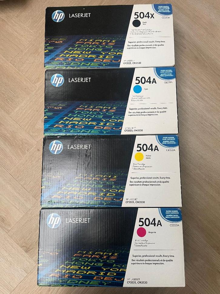 Toners HP CE504X-CE251A-CE252A+CE253A  (HP 504A-X), Computers en Software, Printerbenodigdheden, Nieuw, Toner, Ophalen of Verzenden