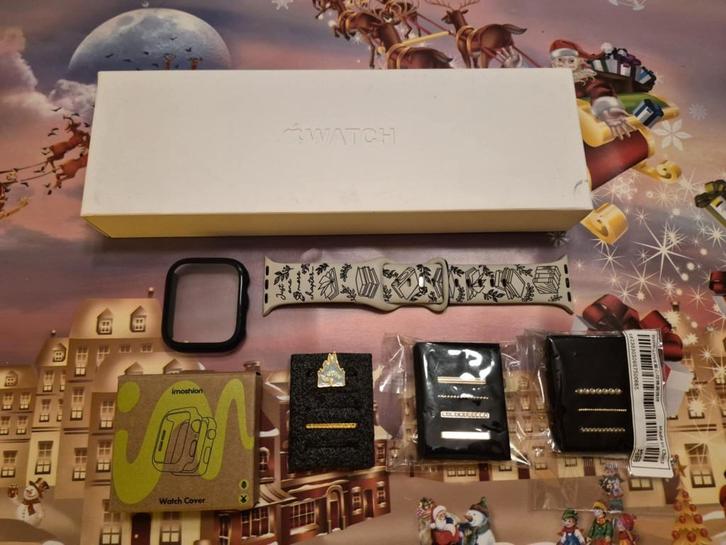 Apple watch 9 45mm met toebehoren, Handtassen en Accessoires, Smartwatches, Gebruikt, iOS, Blauw, Afstand, Calorieverbanding, Conditie