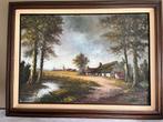 Klassiek schilderij op doek 1m20 op 90 met handtekening, Antiek en Kunst, Kunst | Schilderijen | Klassiek, Ophalen