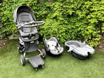 Poussette 3 en 1 Stokke Xplory avec accessoires - Gris, Autres marques, Poussette combi, Avec siège auto, Enlèvement