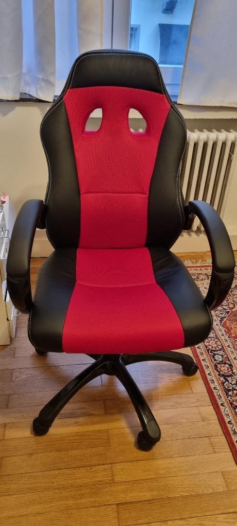Gamestoel of bureaustoel, Huis en Inrichting, Stoelen, Zo goed als nieuw, Eén, Leer, Rood, Ophalen