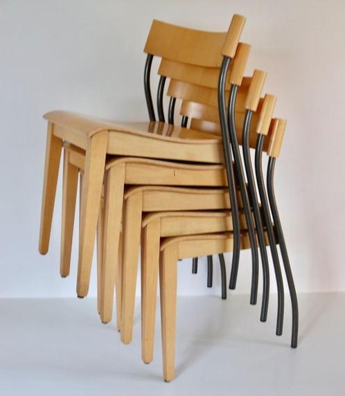 4 postmoderne vintage Ikea design stoelen, Maison & Meubles, Chaises, Utilisé, Quatre, Bois, Métal, Enlèvement