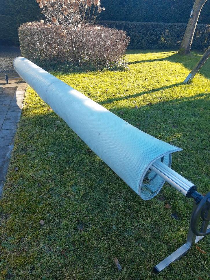Zwembadzeil met noppen + oproller, Tuin en Terras, Zwembad-toebehoren, Gebruikt, Afdekzeil, Ophalen