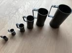 Unieke verzameling tinnen maatbekers Duvivier (Gent), Antiek en Kunst, Antiek | Tin, Ophalen of Verzenden