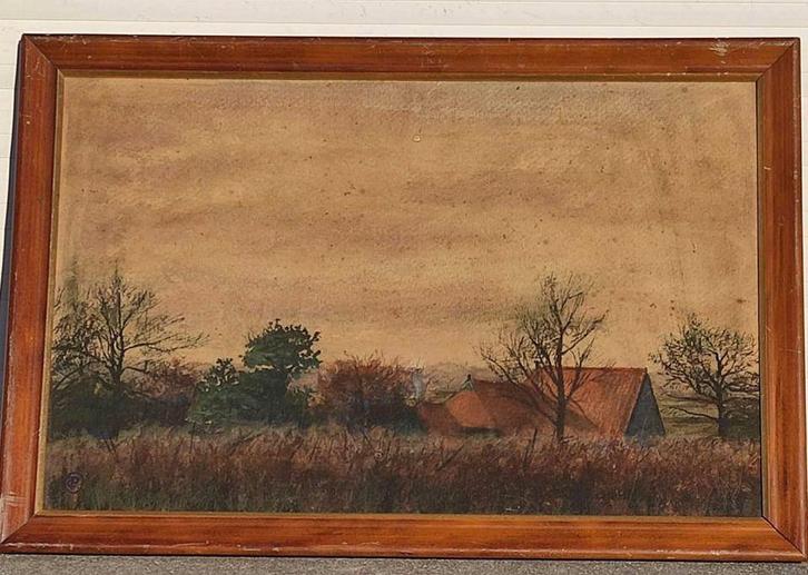 Aquarelle paysage monogramme constant permeke, Antiek en Kunst, Kunst | Schilderijen | Klassiek, Ophalen of Verzenden