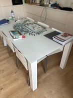 Tafel met zes stoelen, Huis en Inrichting, Tafels | Eettafels, Ophalen, Gebruikt, Glas, Vijf personen of meer