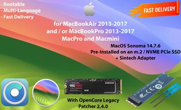 macOS Sonoma 14.7.6 VoorGeïnstalleerde m.2 SSD + Adapter OSX beschikbaar voor biedingen