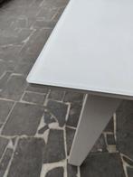 Witte tuintafel met glazen blad, Tuin en Terras, Ophalen, Zo goed als nieuw, Metaal
